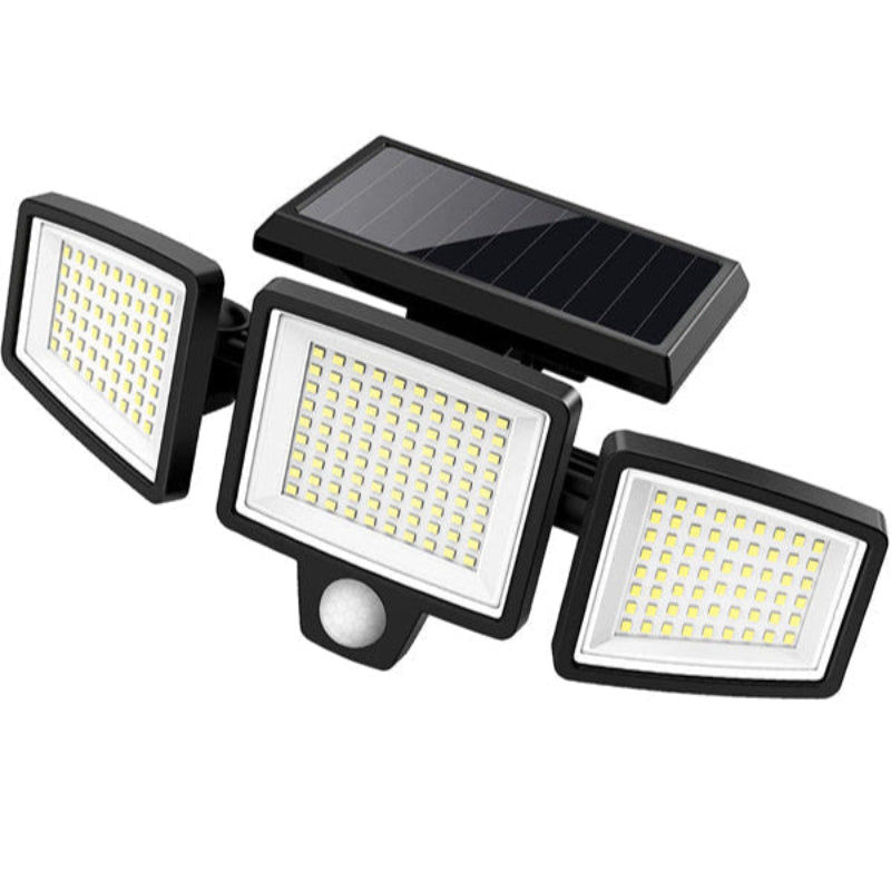 SunGuard – Trefoldet solcelledrevet LED-sikkerhedslampe med bevægelsessensor og fjernbetjening