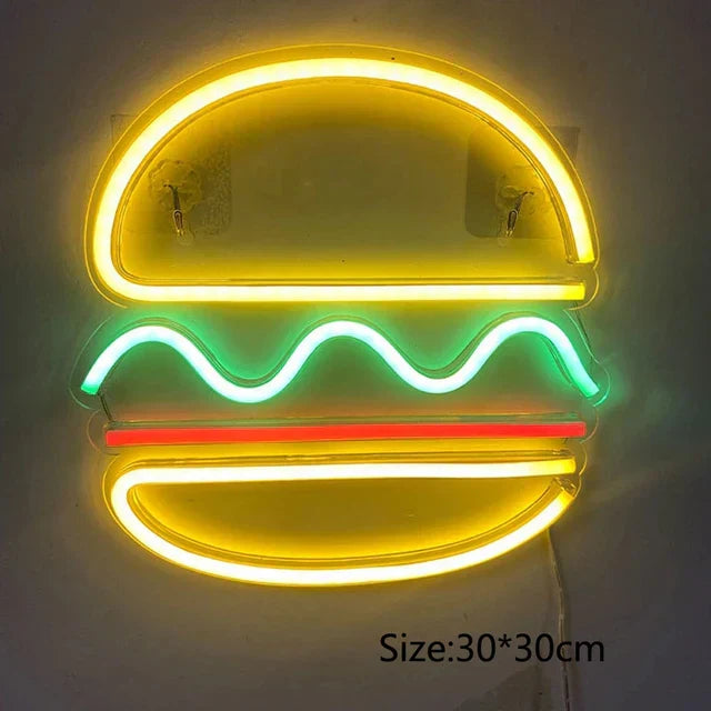 QuickBite - Levende fastfood neon-natlys for en trendy og sjov atmosfære