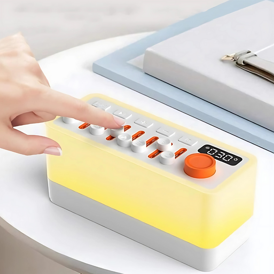 TraumGlanz – Hvid støjmaskine  med natlys og Bluetooth-højttaler til afslapning