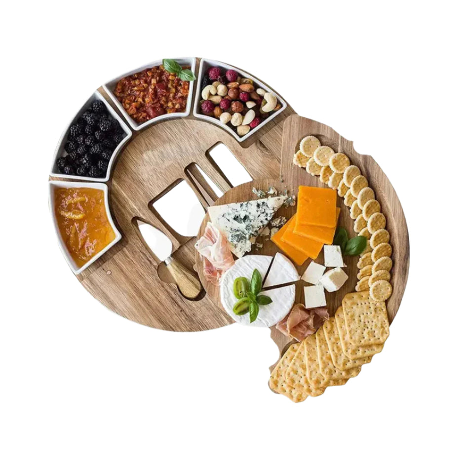 LuxeServe – Ostebræts- og knivsæt med keramiske skåle