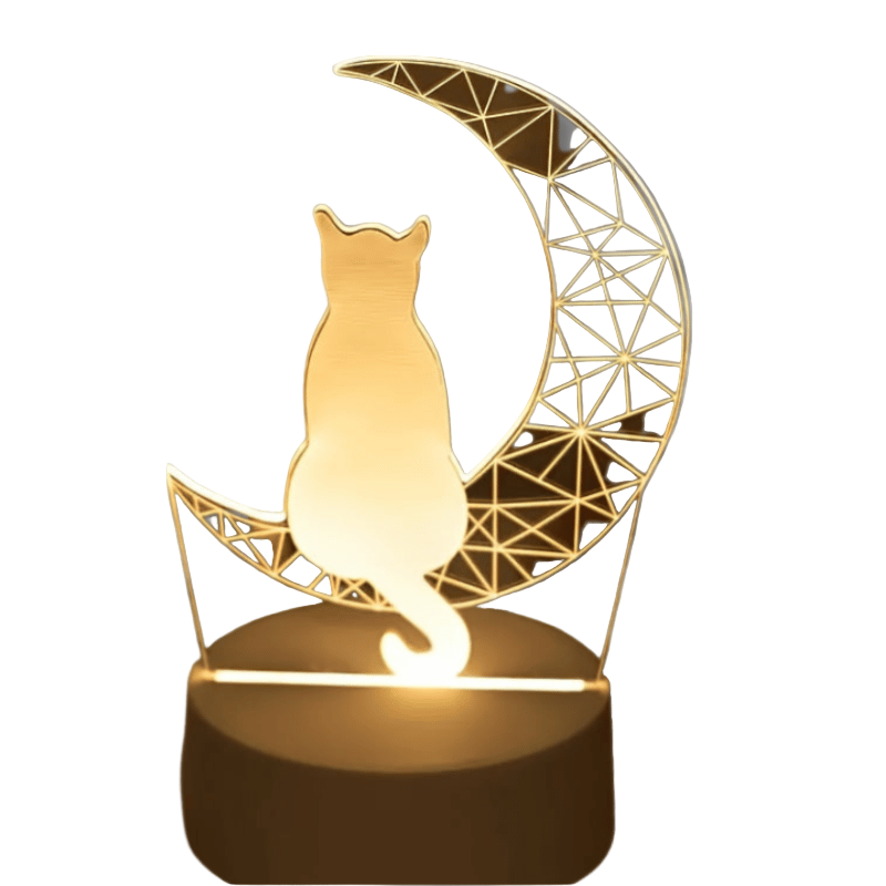 MoonWhisker – 3D katte natlampe med LED-belysning