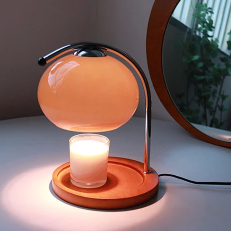 CharmingAura - Elegant Retro Glas Bordlampe Med Stearinlysvarmer