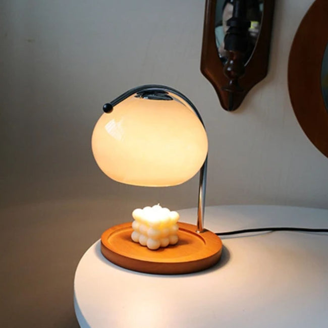 CharmingAura - Elegant Retro Glas Bordlampe Med Stearinlysvarmer