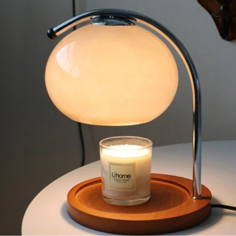 CharmingAura - Elegant Retro Glas Bordlampe Med Stearinlysvarmer