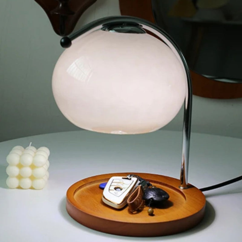 CharmingAura - Elegant Retro Glas Bordlampe Med Stearinlysvarmer