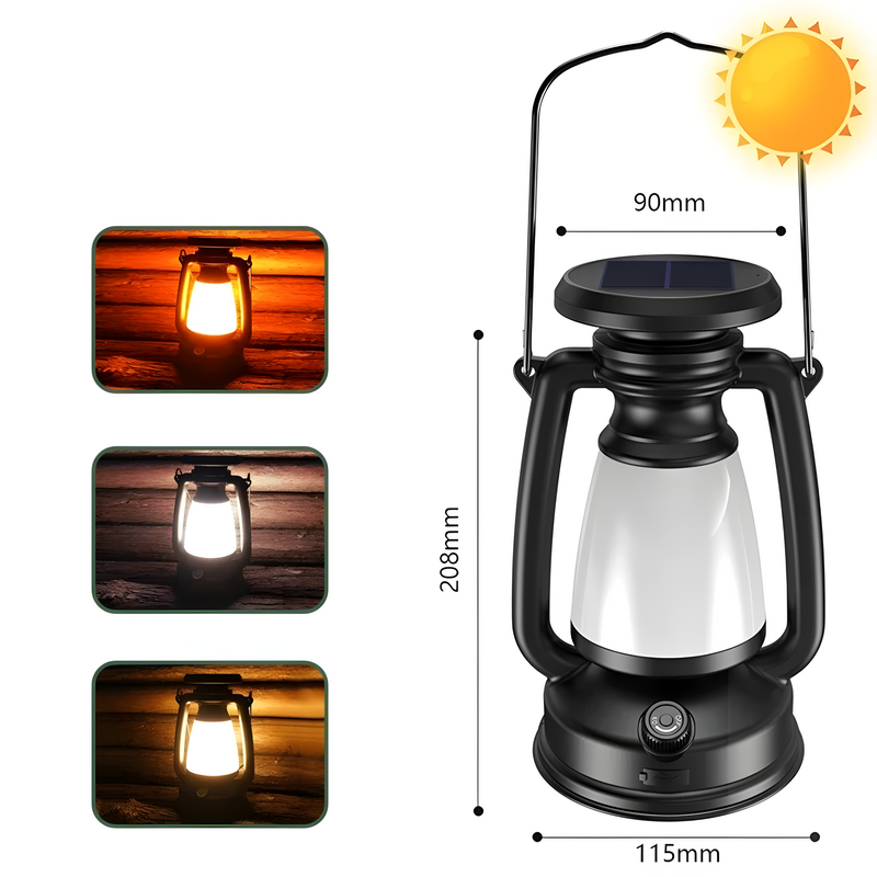 TrailBlaze – Alsidig USB- og solcelledrevet campinglampe til udendørs brug