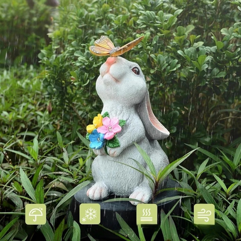 BunnyGlow – Solcelledrevet kaninstatue LED-lys til magisk udendørs stemning