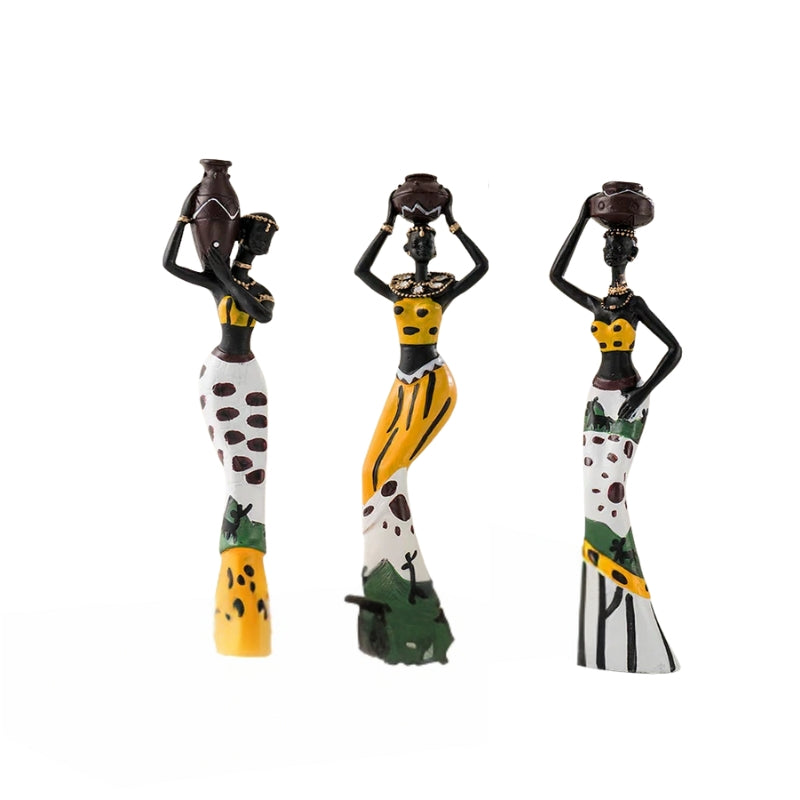 CulturaNest – 3-delt Dekorativt Figursæt med Forlængede Silhuetter og Kulturinspirerede Detaljer