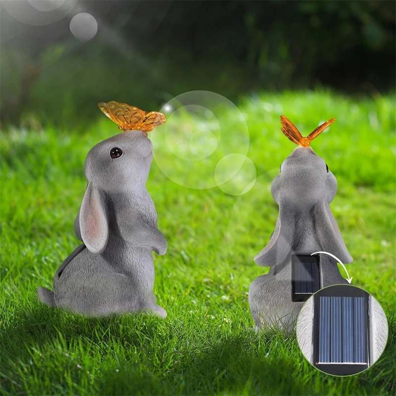 BunnyGlow – Solcelledrevet kaninstatue LED-lys til magisk udendørs stemning
