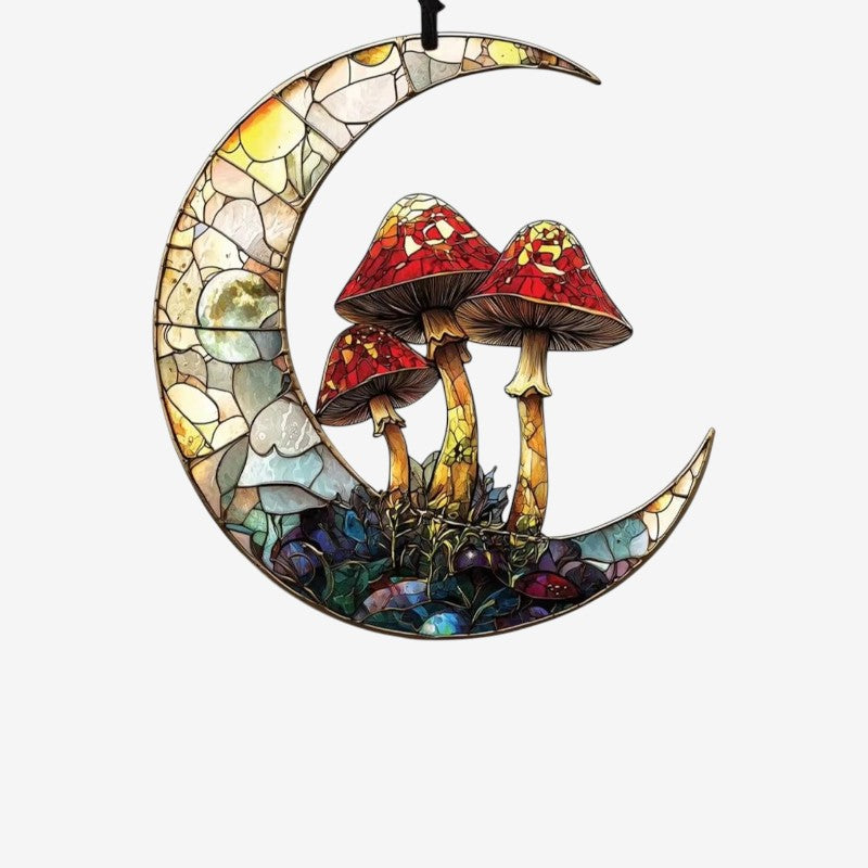 MoonBloom – Hængende Dekorationsornament med Måne og Svampedesign