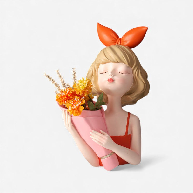 VaseMuse - Kreativ vase med pige holdende design til borddekoration