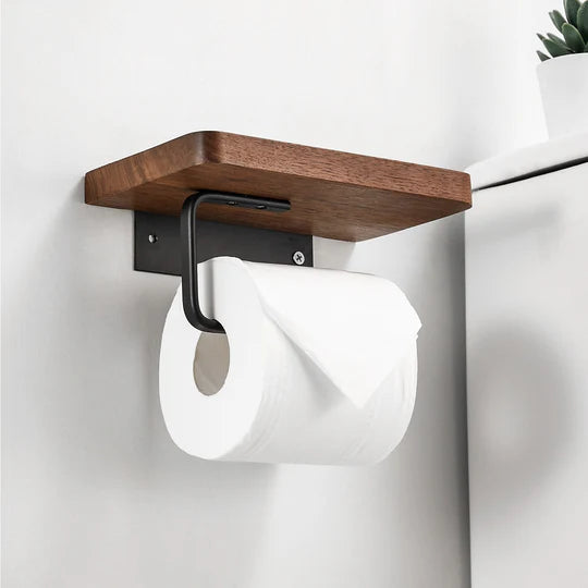 WoodGuard - Elegant toiletrulleholder i træ til dine essensielle ting