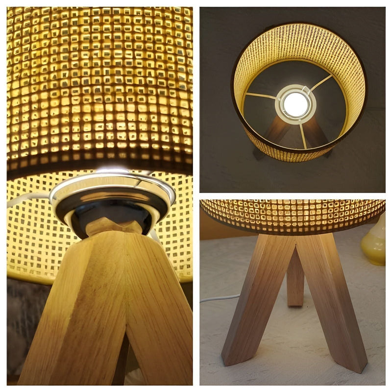 WovenWood - Håndlavet USB-drevet bordlampe med varm LED-glød