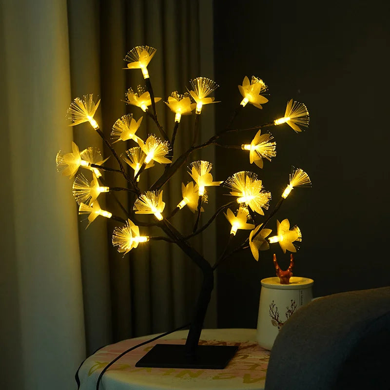 GlowBlossom – Rosentrælampe med fiberoptiske lys for en magisk hjemmeatmosfære
