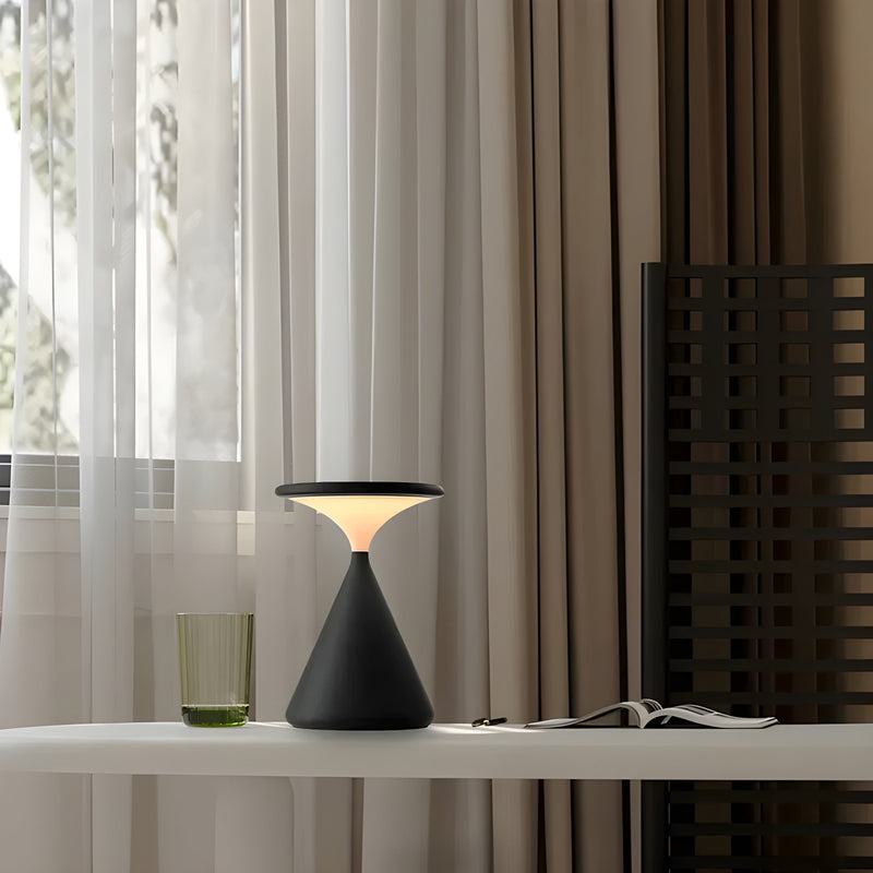 CalmGlow – Berøringsfølsom rund bordlampe med bærbart trådløst design