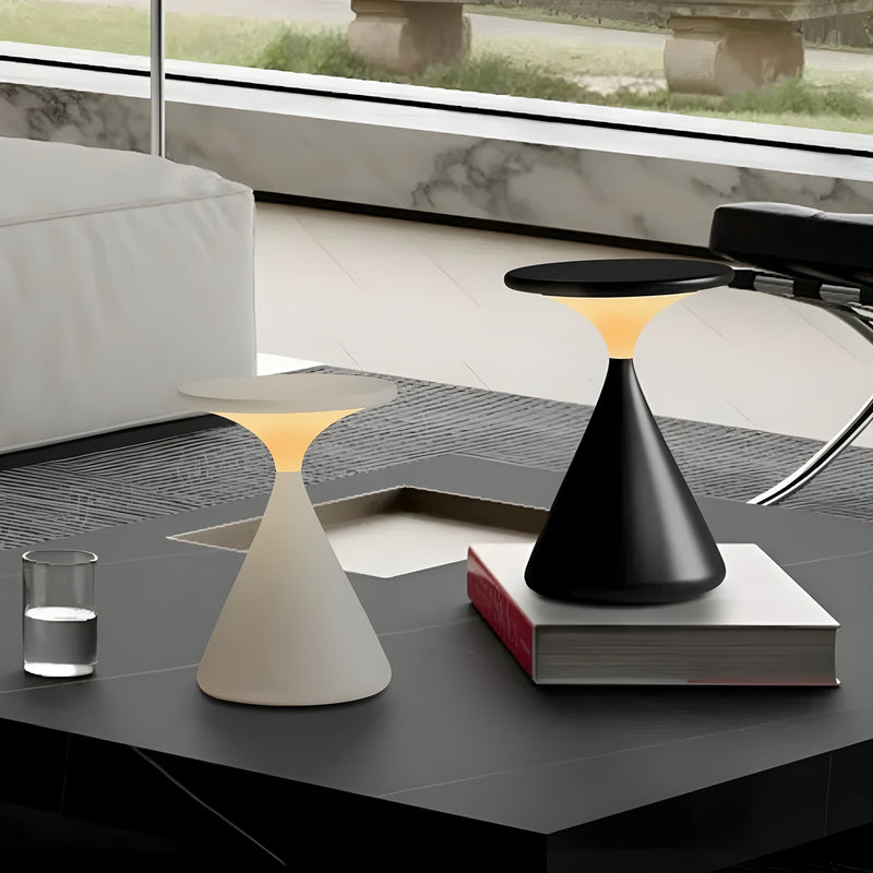 CalmGlow – Berøringsfølsom rund bordlampe med bærbart trådløst design