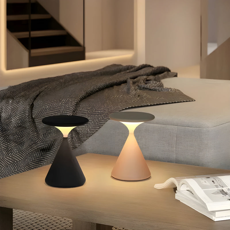CalmGlow – Berøringsfølsom rund bordlampe med bærbart trådløst design