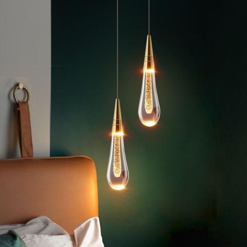 GoldLuxe - Elegant Glass Drop Pendel Light for Luksuriøs Atmosfære