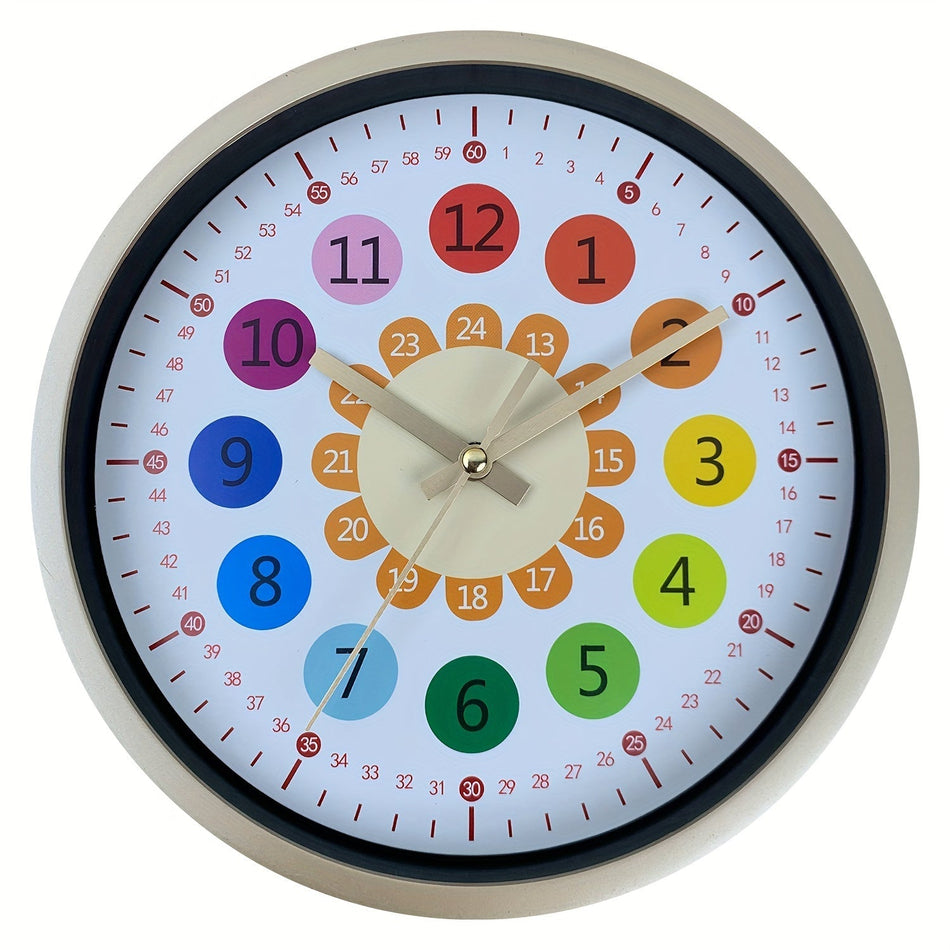 RainbowTime – Farverigt vægur med lydløs urværk til sjov læring