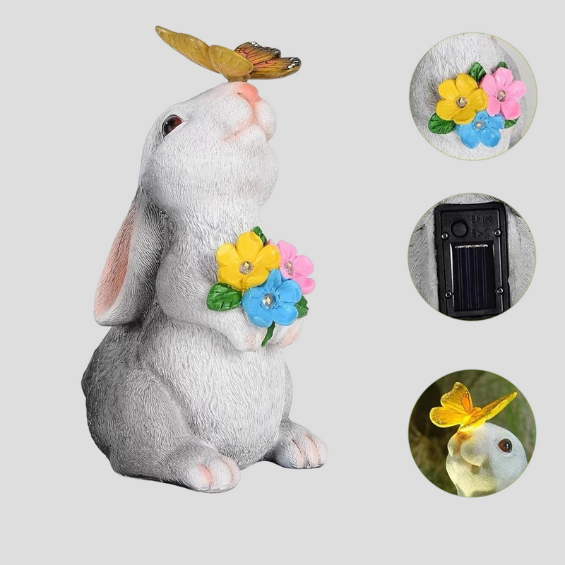 BunnyGlow – Solcelledrevet kaninstatue LED-lys til magisk udendørs stemning