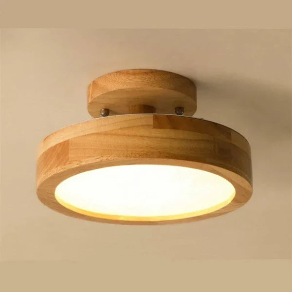 NaturaLuxe - Elegant rund LED-loftslampe i træ