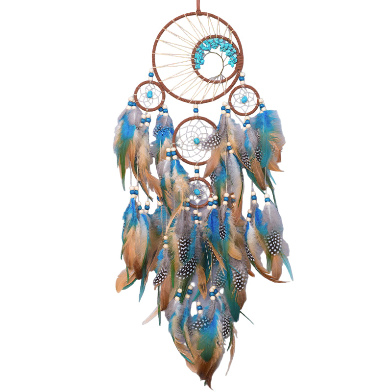 AureaDream – Turkis Drømmefanger med Livets Træ og Fjer
