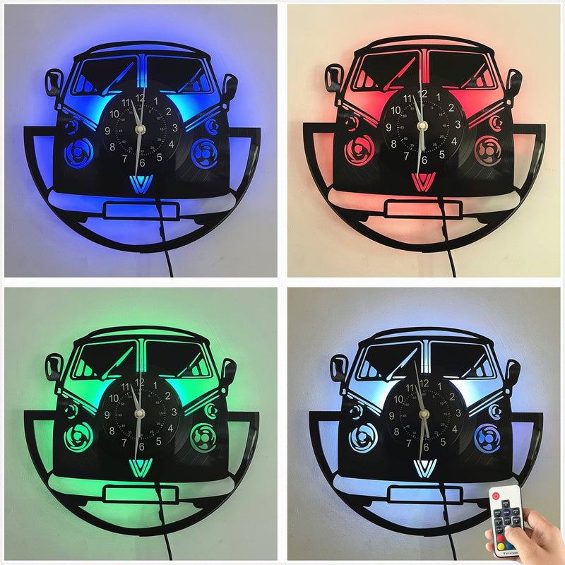 TimeCruise - Retro vægur med LED baggrundsbelysning og lydløs urværk
