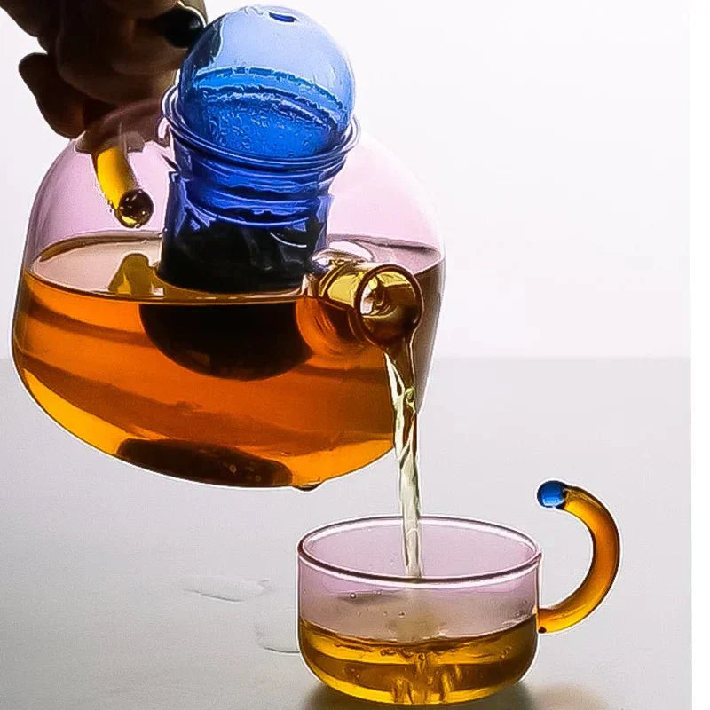 TeaLuxe – Gennemsigtig Glas Tekande og Krus Sæt til Elegante Te Øjeblikke