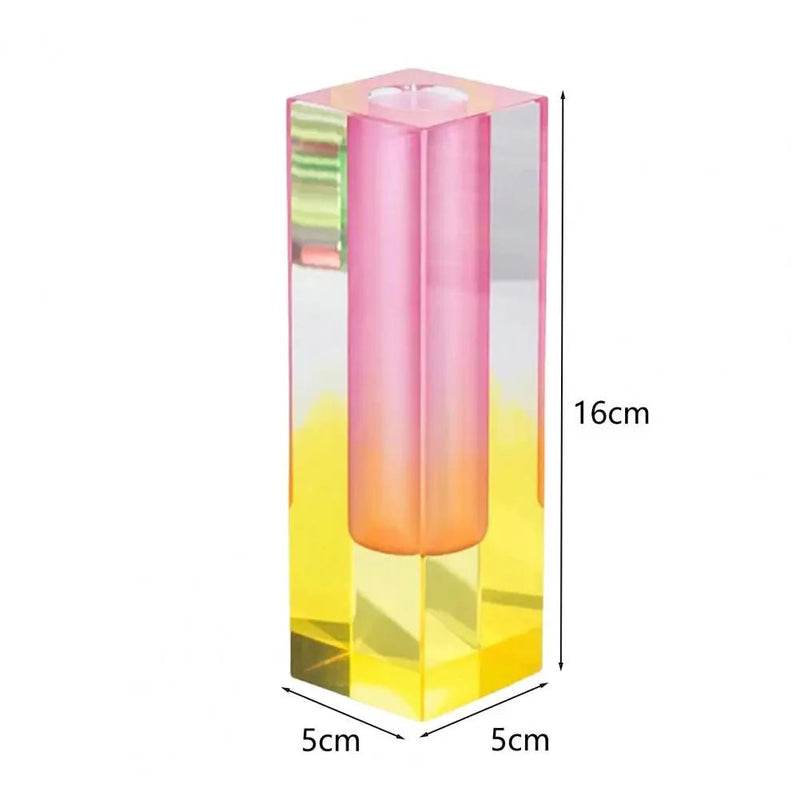 LumiVase - Elegant Cuboid vase med gradientfarver og krystaleffekt