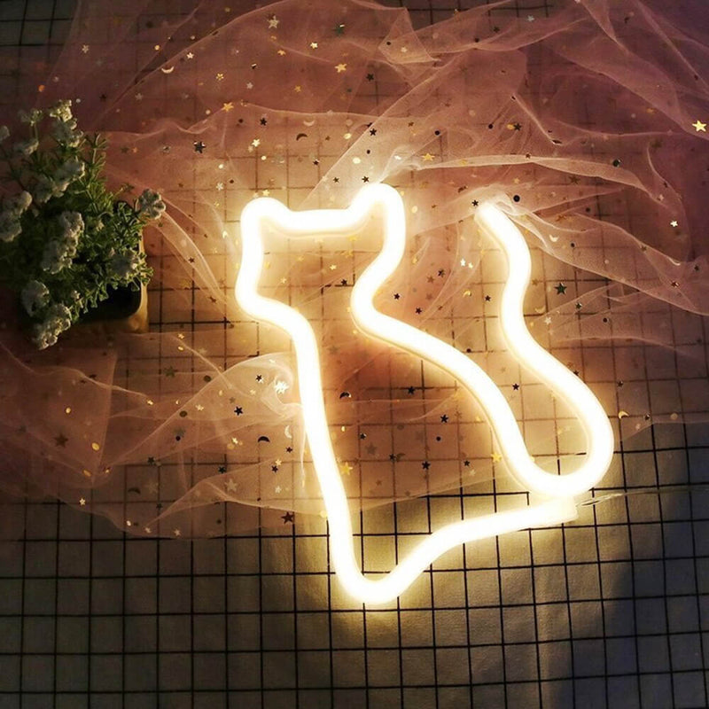 GlowPaws - Legesyg kattesilhuetlampe med blødt neonlys og æstetisk flair