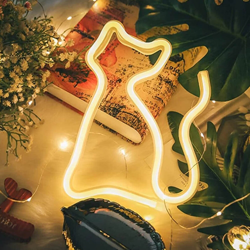 GlowPaws - Legesyg kattesilhuetlampe med blødt neonlys og æstetisk flair