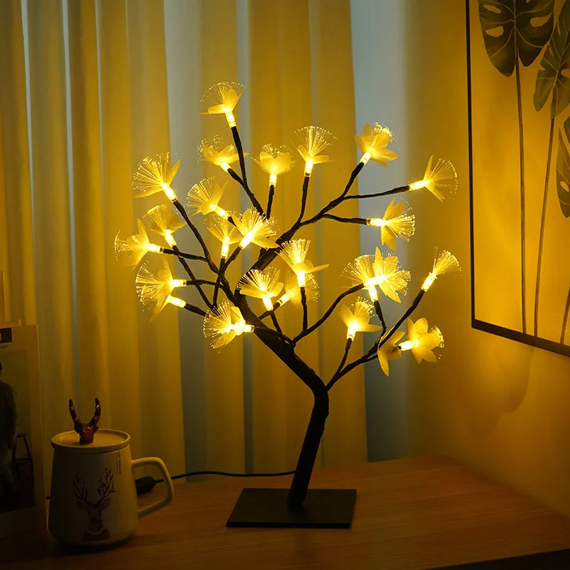 GlowBlossom – Rosentrælampe med fiberoptiske lys for en magisk hjemmeatmosfære