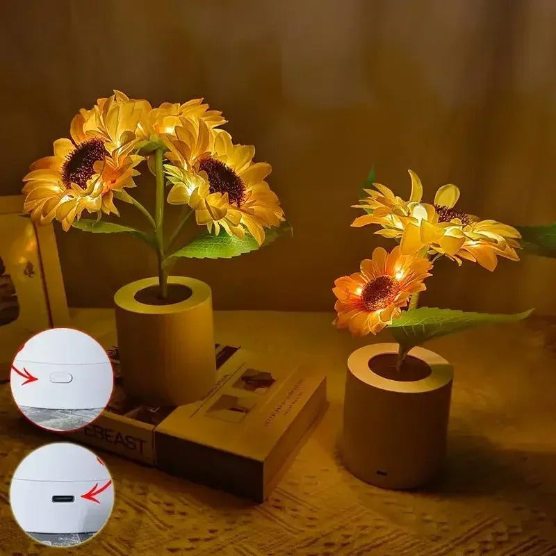 FloraLight - Genopladelig Solsikke Led Bordlampe