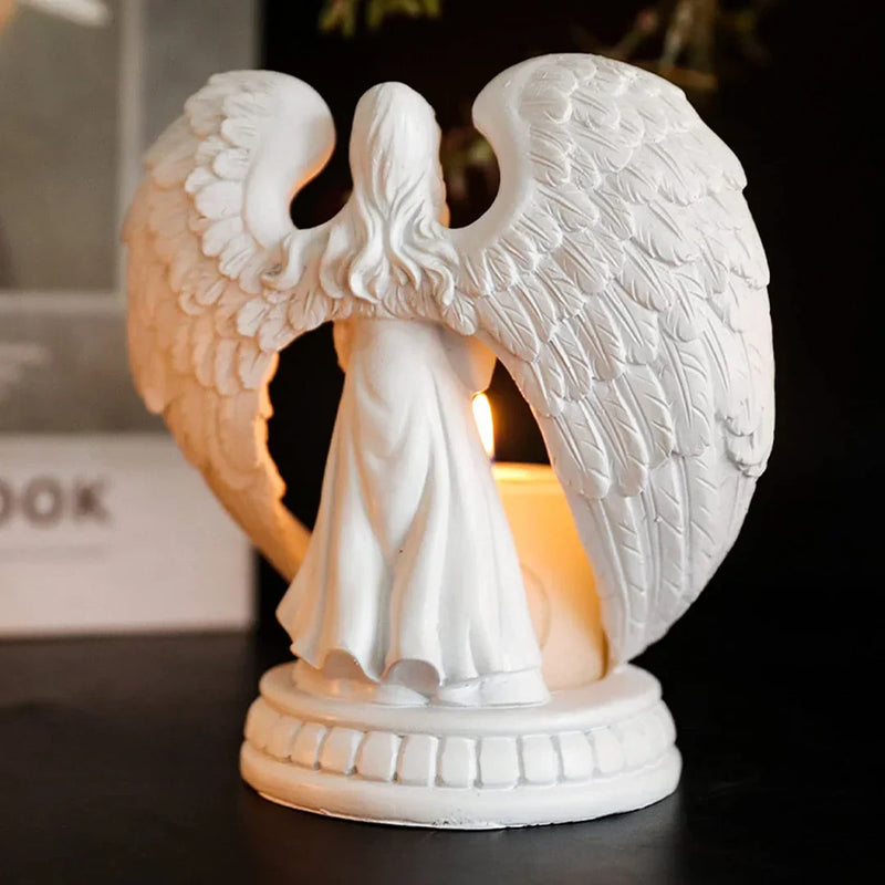 LumiGlow – Elegant englefigur med lysestage for et fredfyldt dekorativt touch