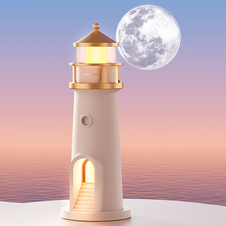 LighthouseGlow - Elegant højttalerlampe med natlys og måneskinsprojektion