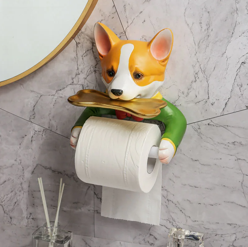 PawBuddy - Sjov hundeformet toiletpapirholder med bakke