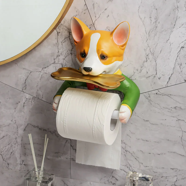 PawperRoll – Quirky hundetoiletrulleholder med sjovt design og opbevaring på øverste hylde