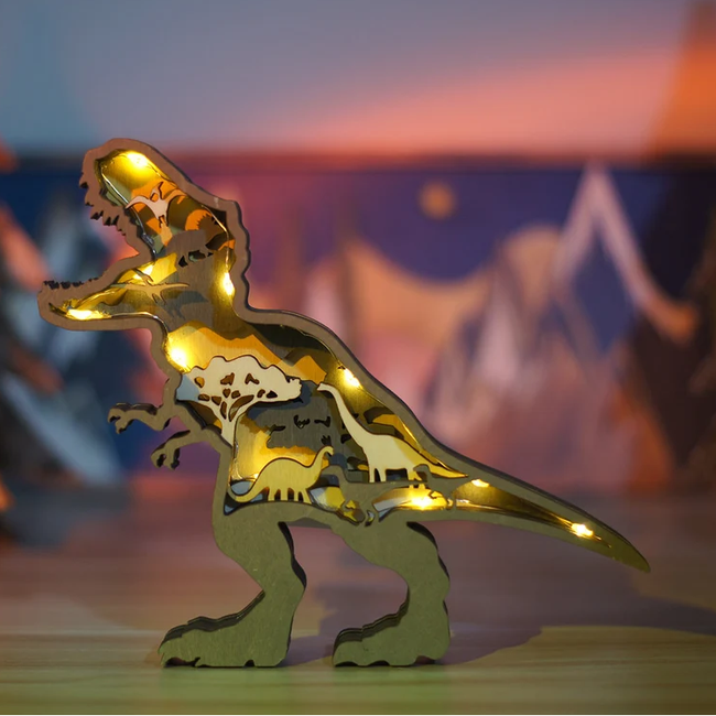 JurassicGlow - 3D Træ Dinosaur Natlys til Hjemmeindretning