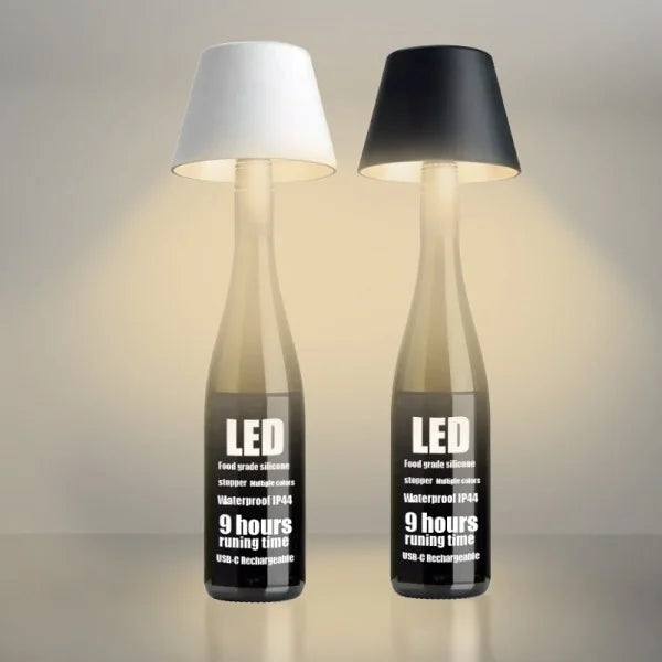 AuraBottle – USB Genopladelig Flaskelampe med LED Lys til Elegant og Trådløs Stemningsbelysning