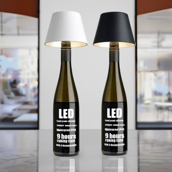 AuraBottle – USB Genopladelig Flaskelampe med LED Lys til Elegant og Trådløs Stemningsbelysning