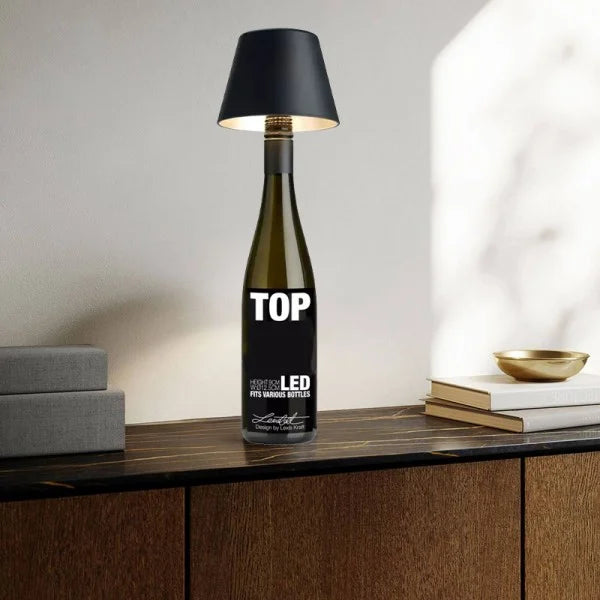 AuraBottle – USB Genopladelig Flaskelampe med LED Lys til Elegant og Trådløs Stemningsbelysning