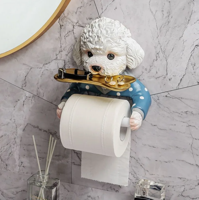 PawperRoll – Quirky hundetoiletrulleholder med sjovt design og opbevaring på øverste hylde