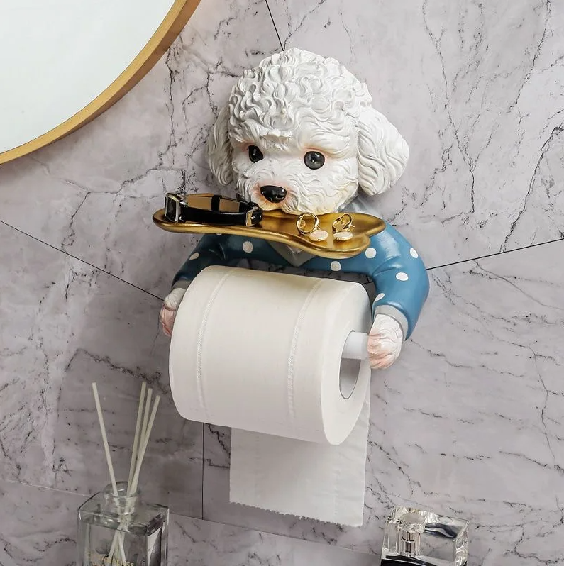 PawBuddy - Sjov hundeformet toiletpapirholder med bakke