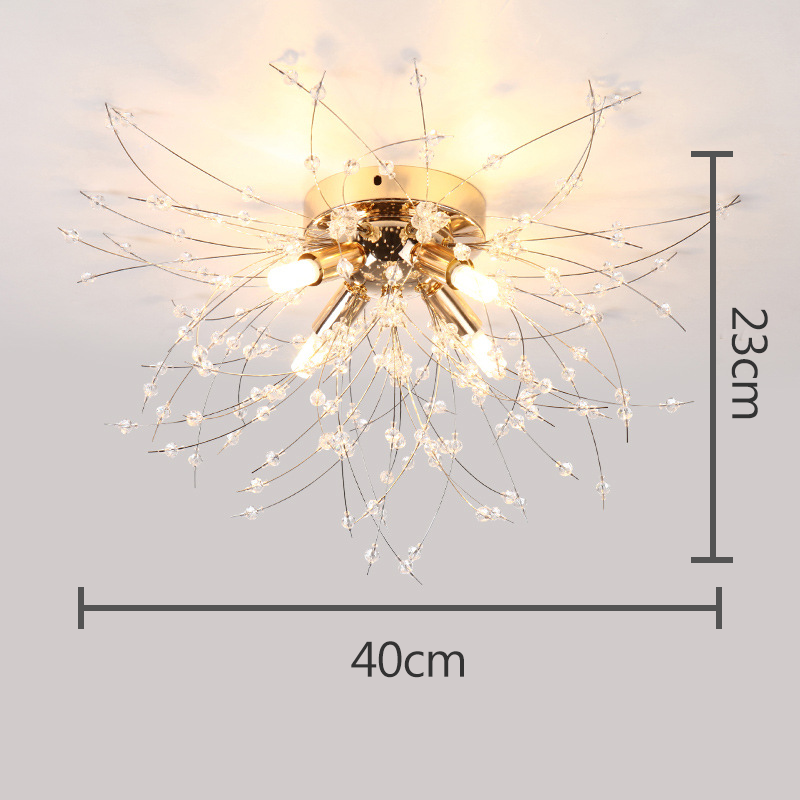 LumiAura – Glamorøs Puff Flower Style Loftslampe med Krystal Accenter