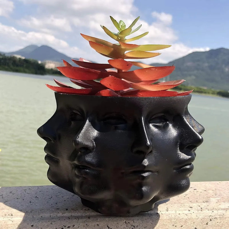 ArtFace – 3D Keramisk Plantekrukke med Skulpturelt Ansigt