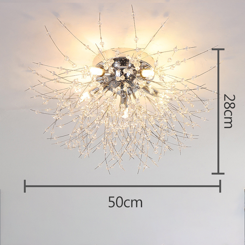 LumiAura – Glamorøs Puff Flower Style Loftslampe med Krystal Accenter