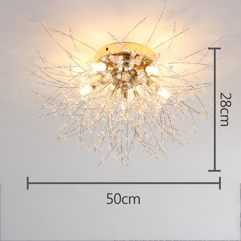 LumiAura – Glamorøs Puff Flower Style Loftslampe med Krystal Accenter