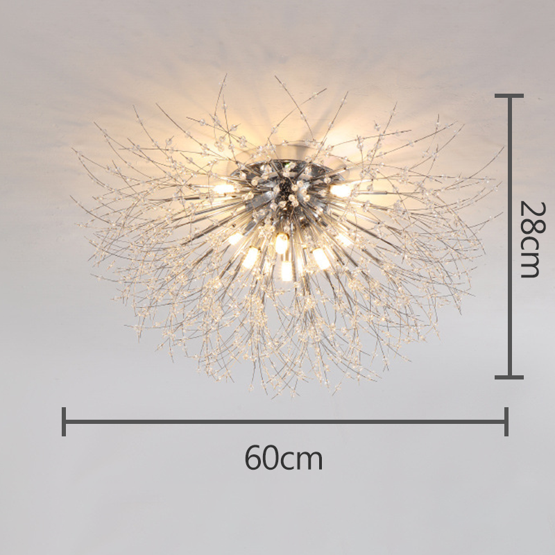 LumiAura – Glamorøs Puff Flower Style Loftslampe med Krystal Accenter