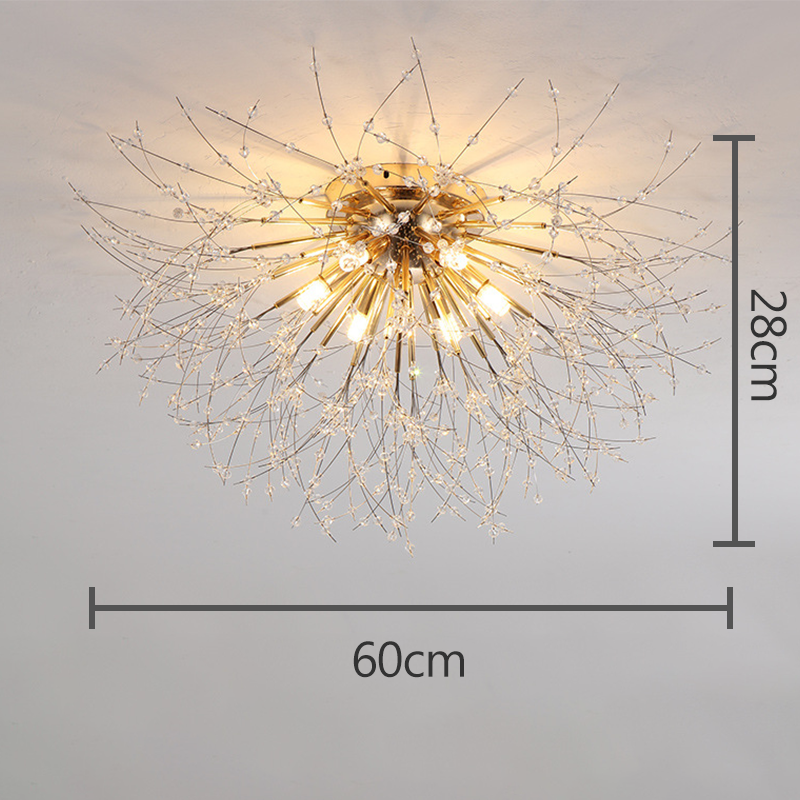 LumiAura – Glamorøs Puff Flower Style Loftslampe med Krystal Accenter