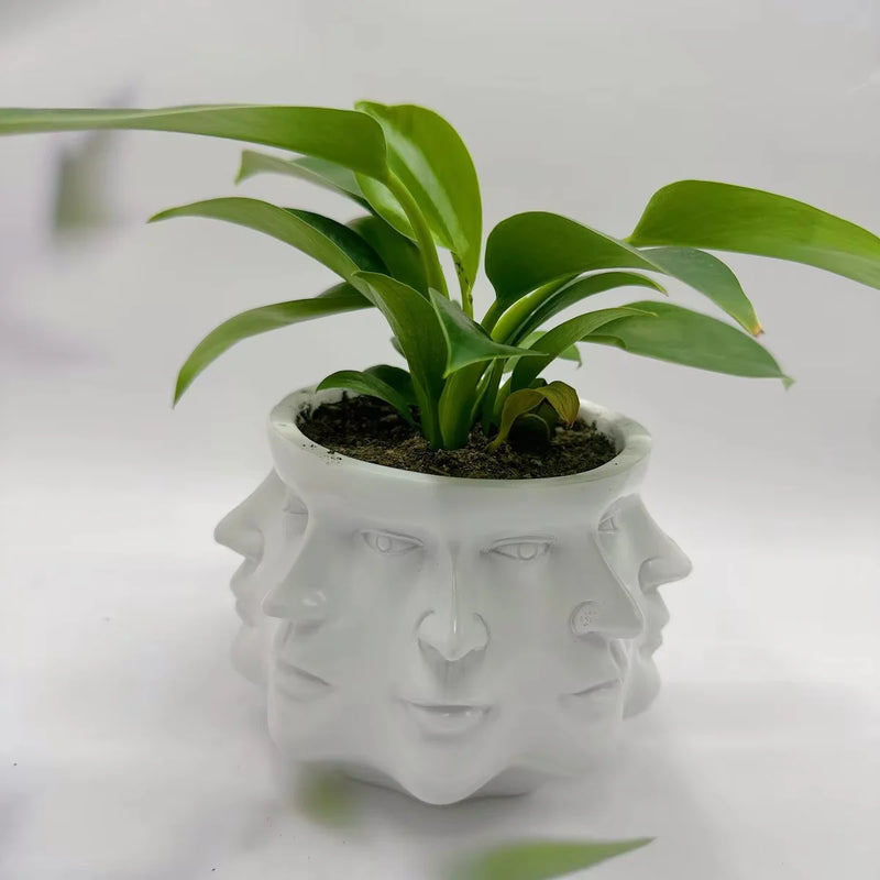 ArtFace – 3D Keramisk Plantekrukke med Skulpturelt Ansigt